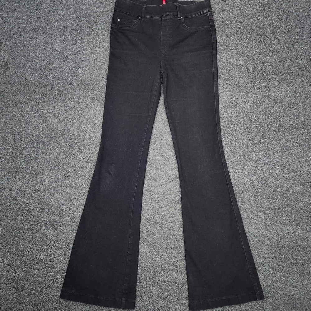 Spanx‎ Womens Medium Black Flare Mid Rise Pull On Jeans Stretch